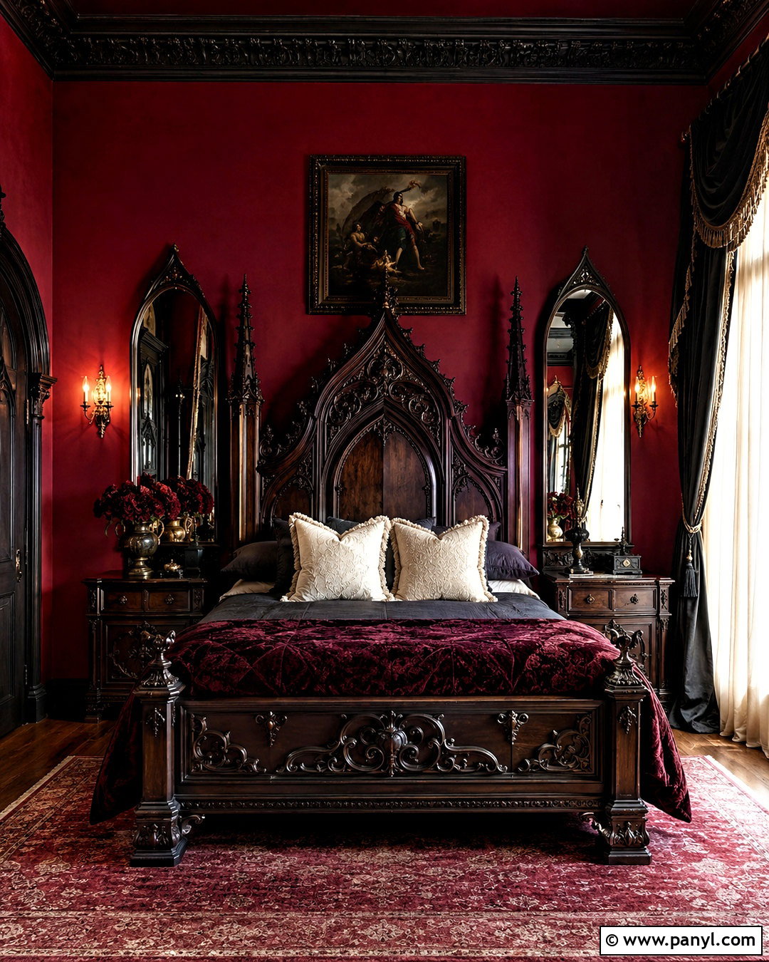Gothic Red Bedroom - 20 moody red bedroom ideas