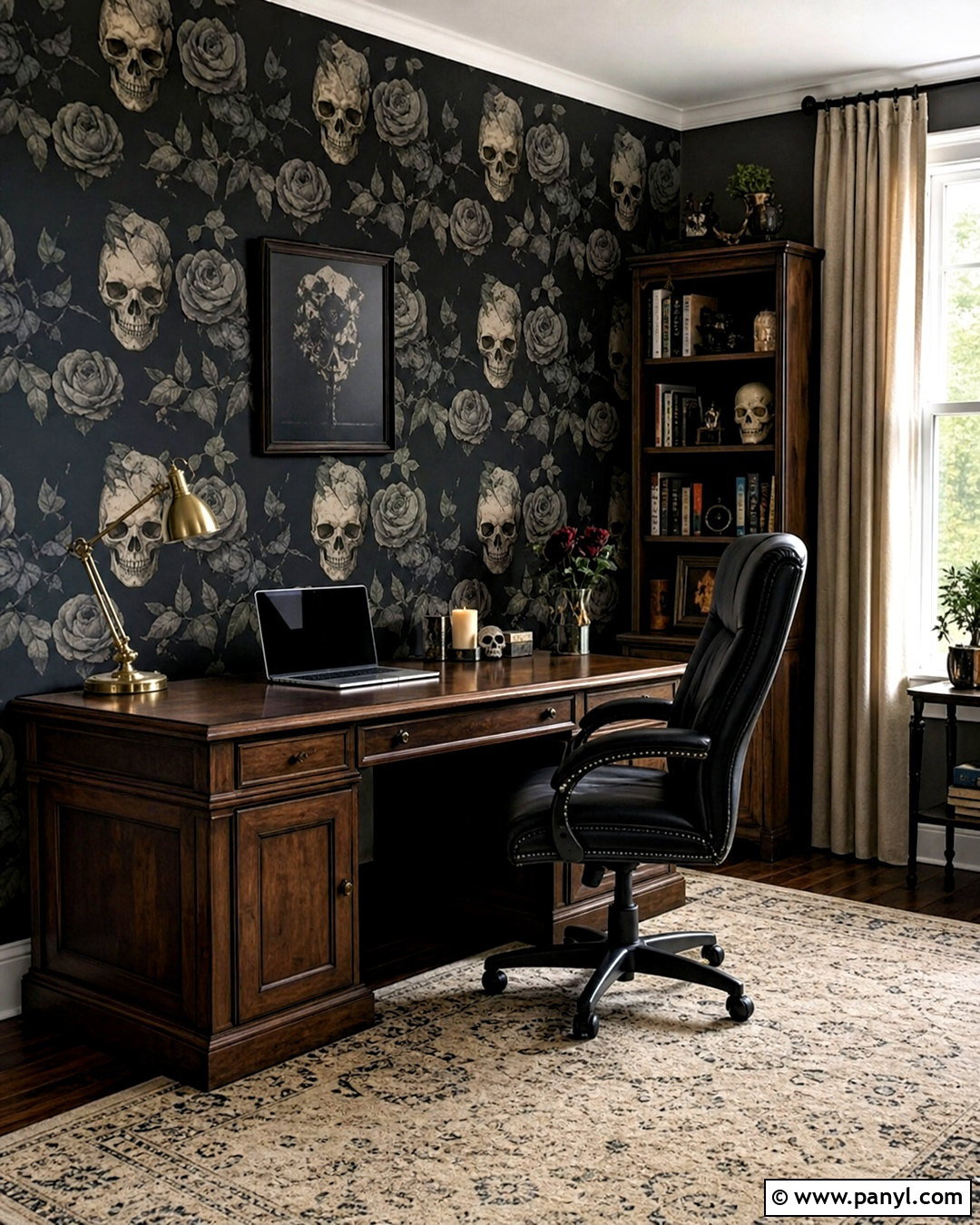 Gothic Skull And Rose Wallpaper Home Office - 20 skull and rose pattern wallpaper ideas