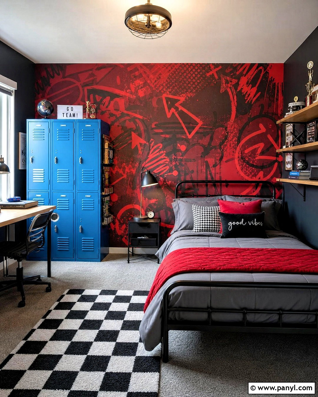 Graffiti Red Wallpaper Teen Bedroom - 20 funky red wallpaper ideas