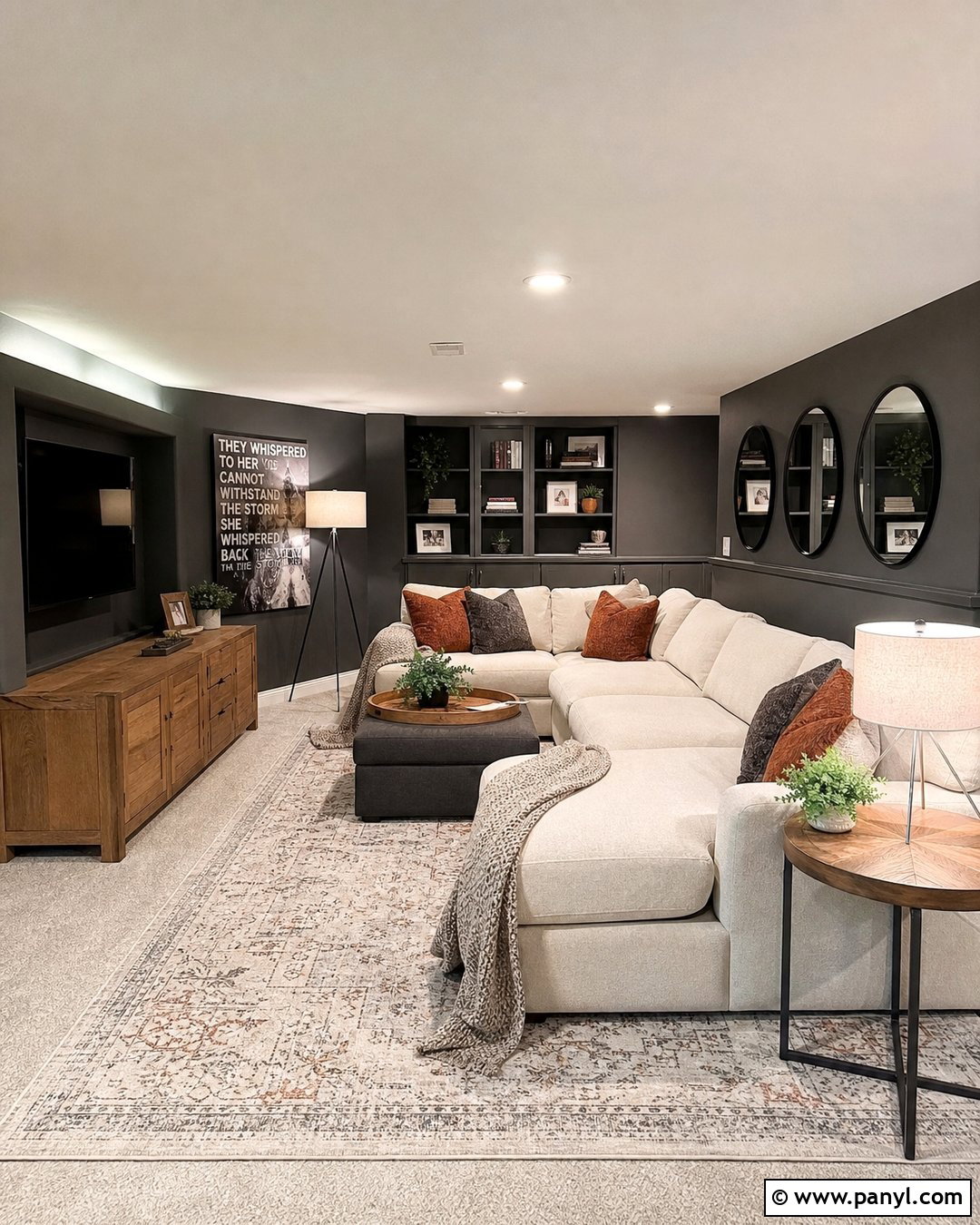 Graphite Basement Family Room Walls - 30 dark wall paint ideas