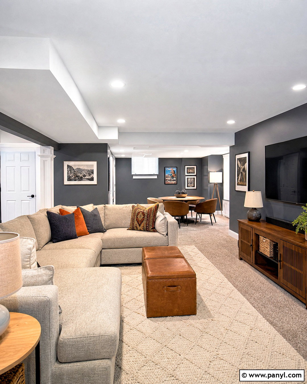 Graphite Basement Walls With White Trim - 20 dark walls white trim ideas