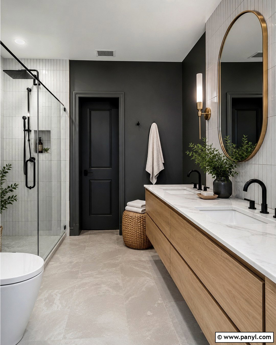 Graphite Black Bathroom - 20 Black Wall Paint Color Ideas