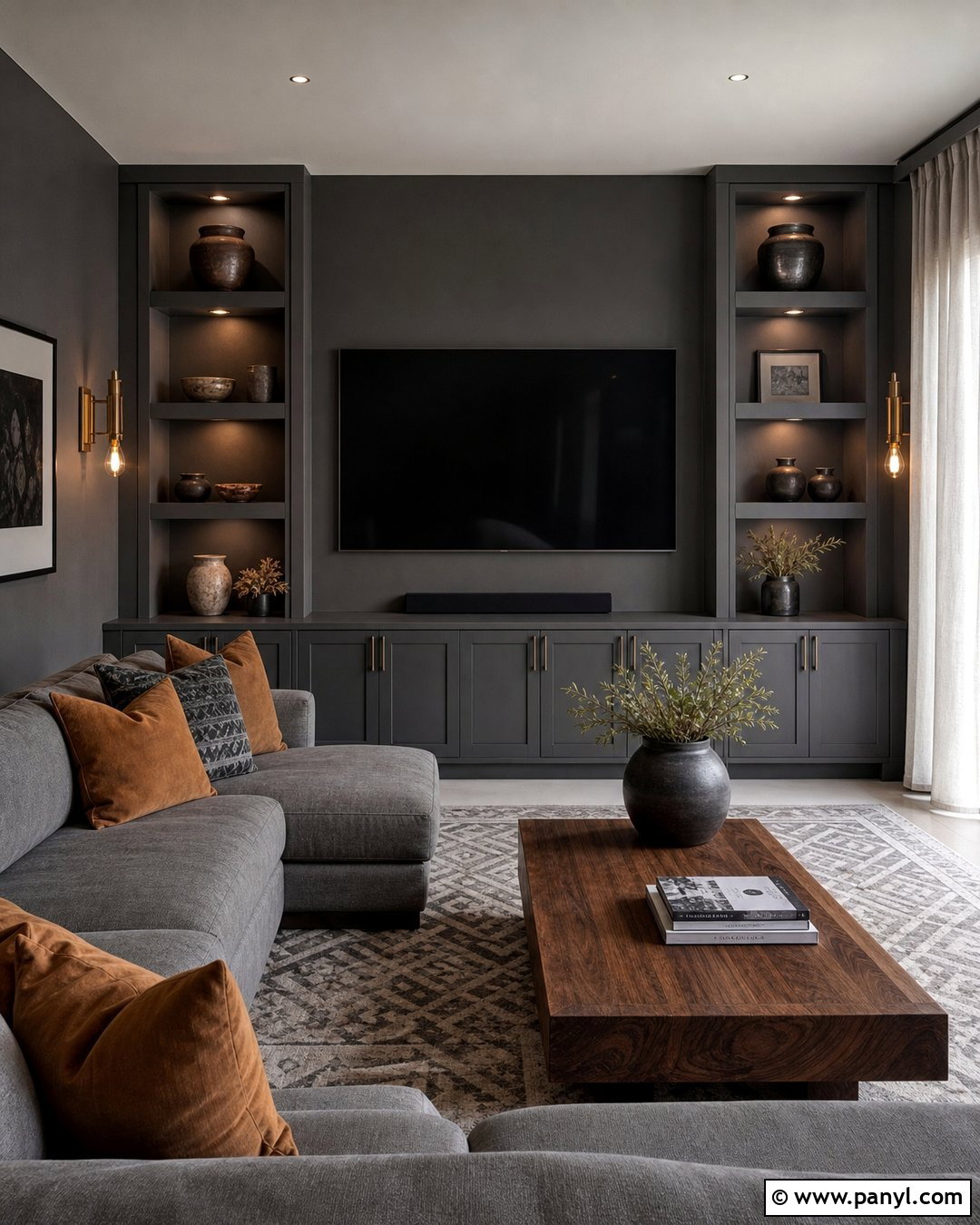 Graphite Concrete Media Room - 20 Paint Color That Looks Like Concrete Ideas