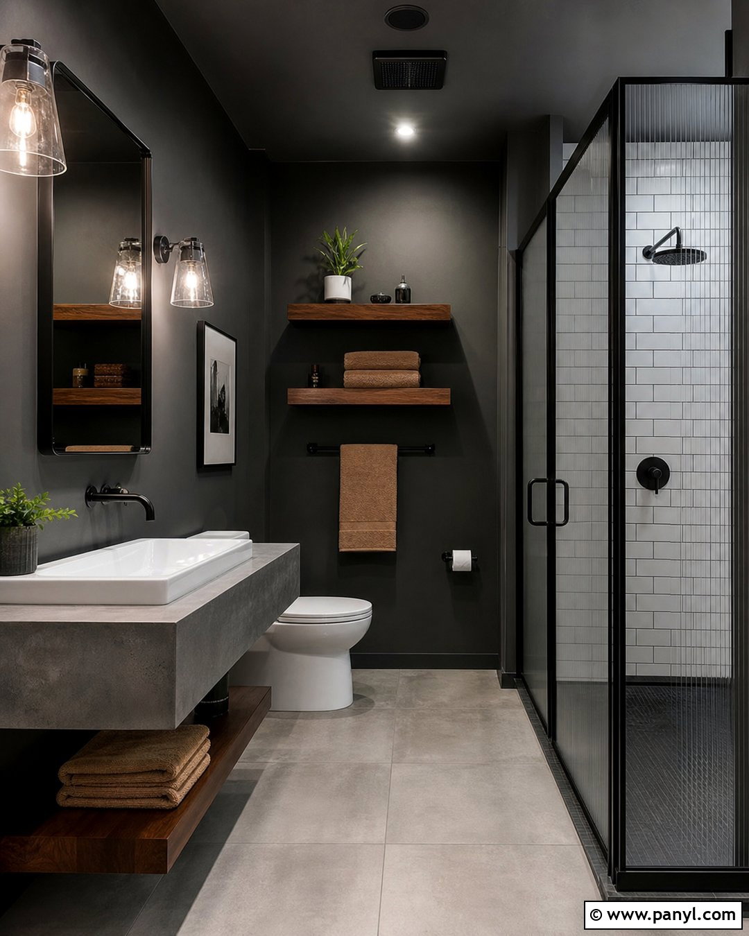 Graphite Gray Bathroom Walls - 25 Dark Bathroom Wall Color Ideas