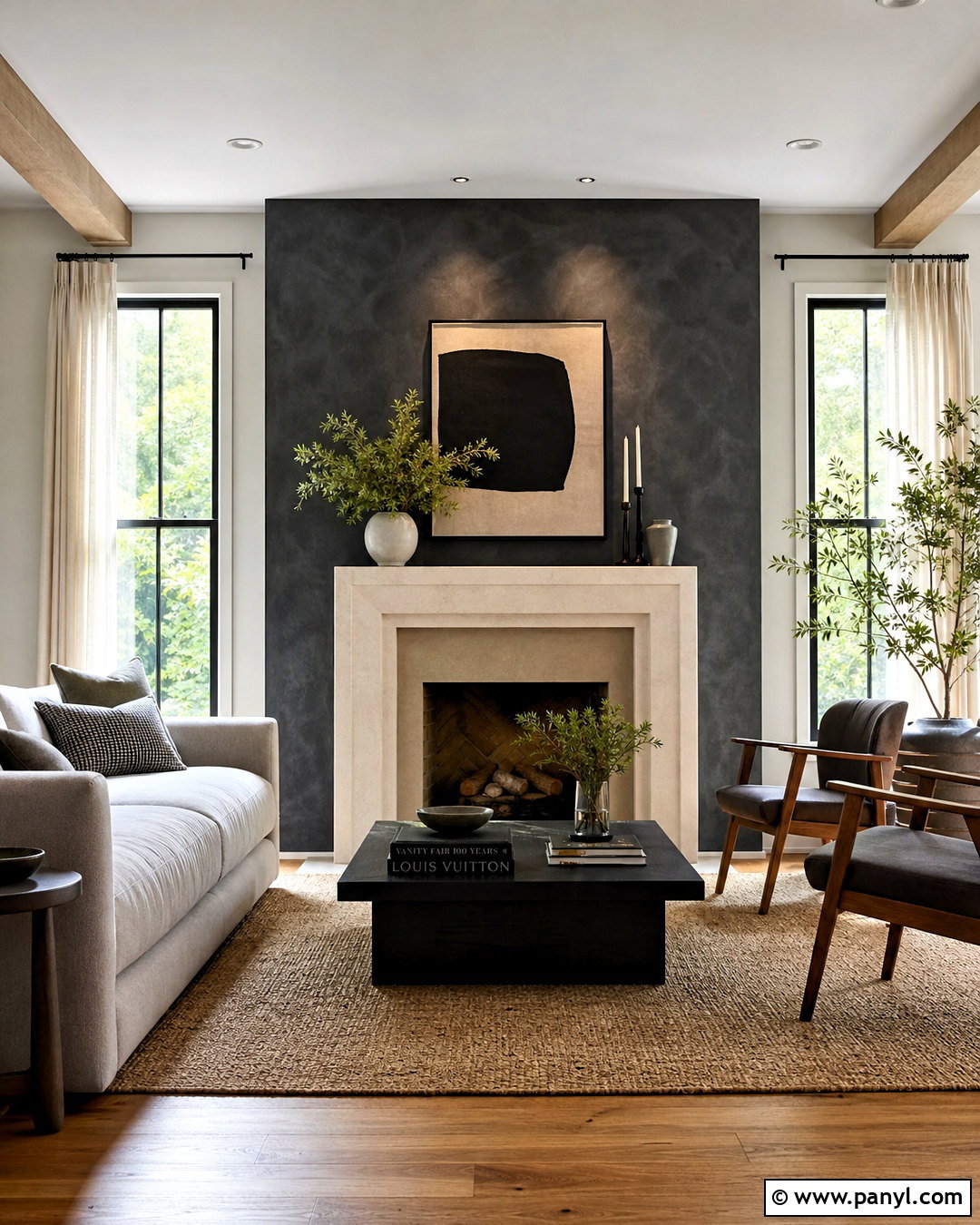 Graphite Limewash Fireplace Wall - 20 dark limewash walls