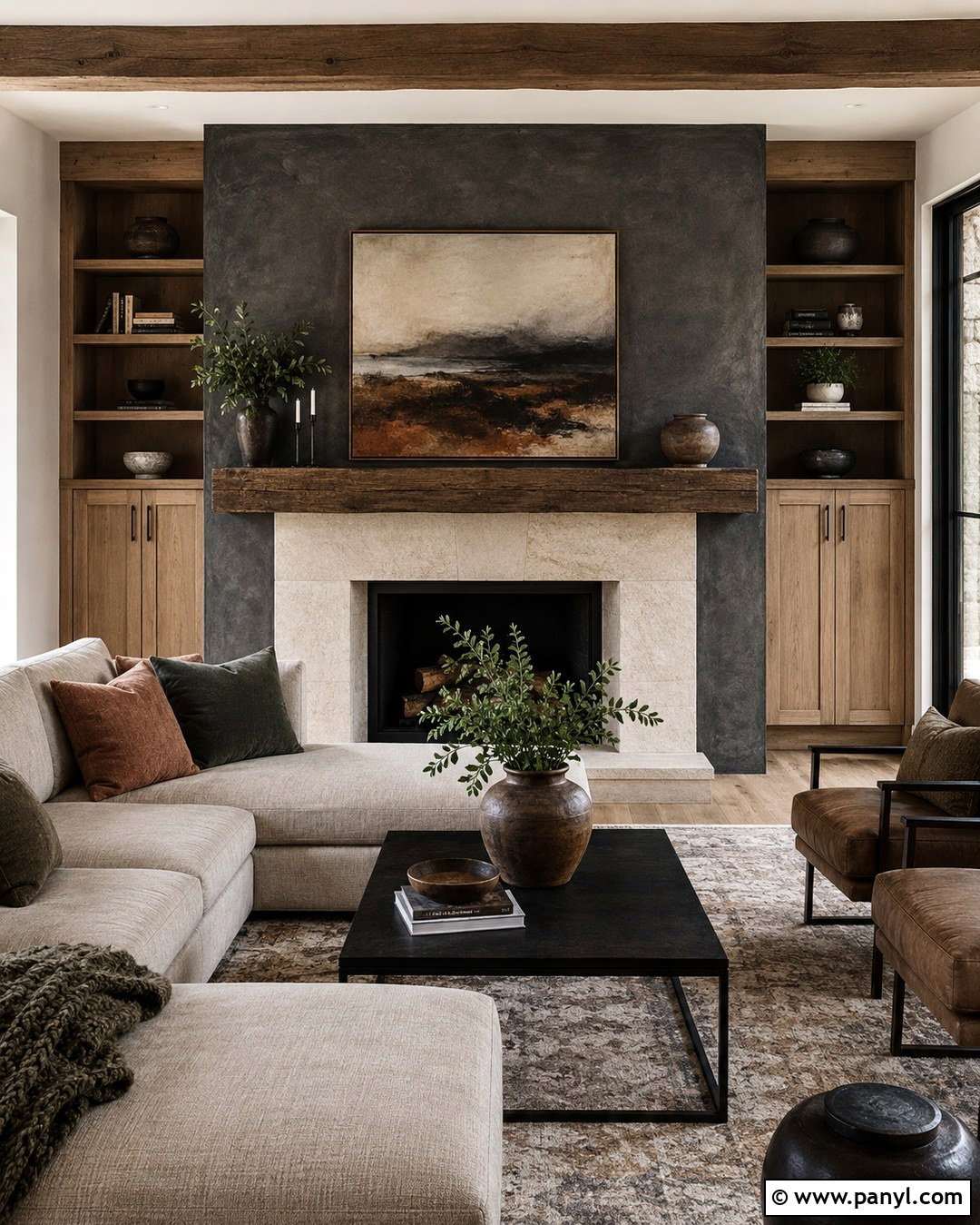 Graphite Limewash Fireplace Wall - 20 Limewash Dark Wall Ideas