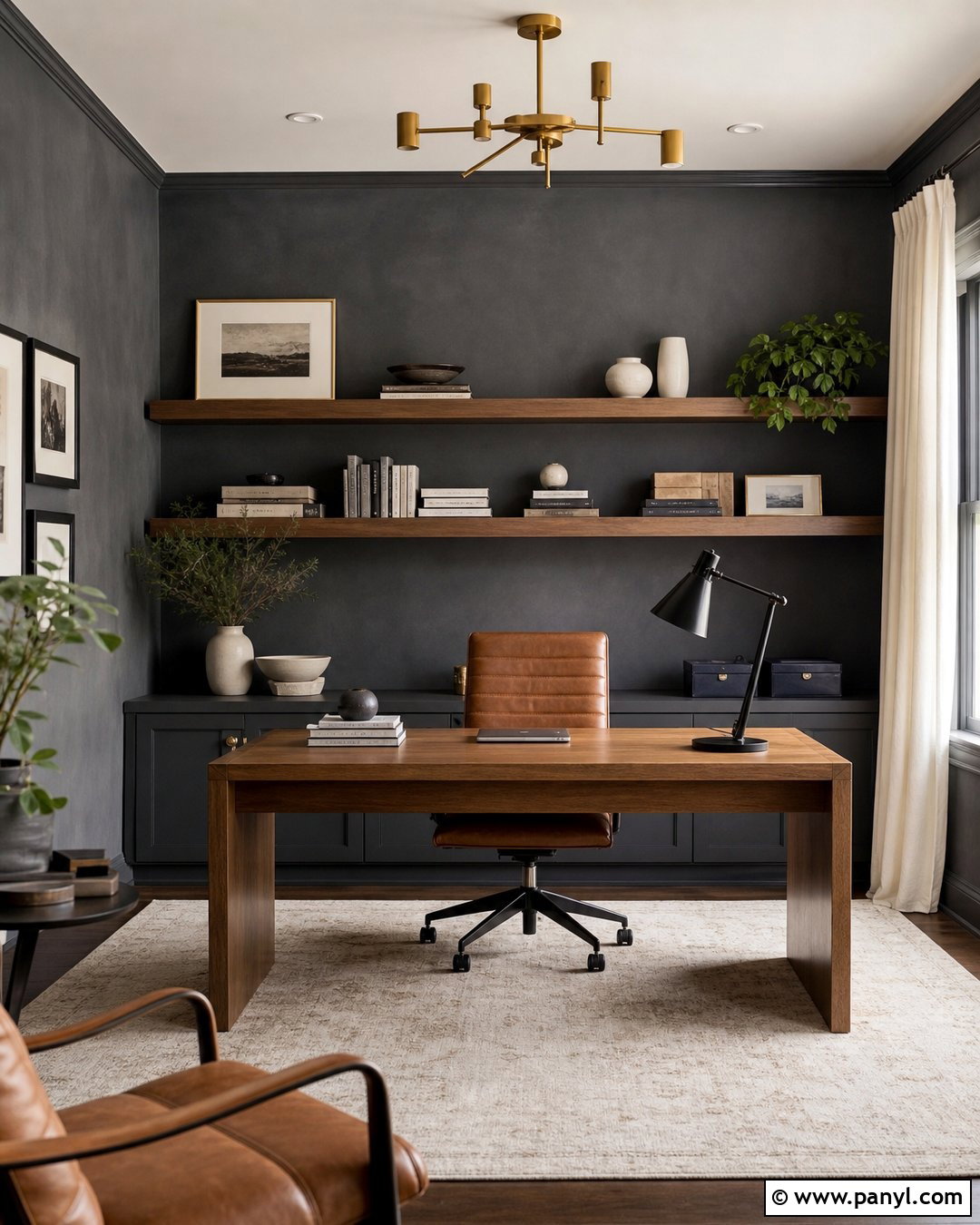 Graphite Limewash Home Office - 35 Line Wash Walls
