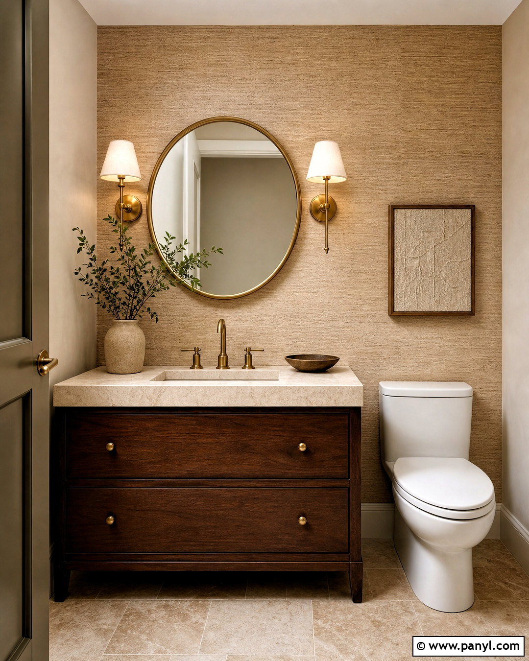 Grasscloth Half Bath Accent Wall - 20 half bath accent wall ideas