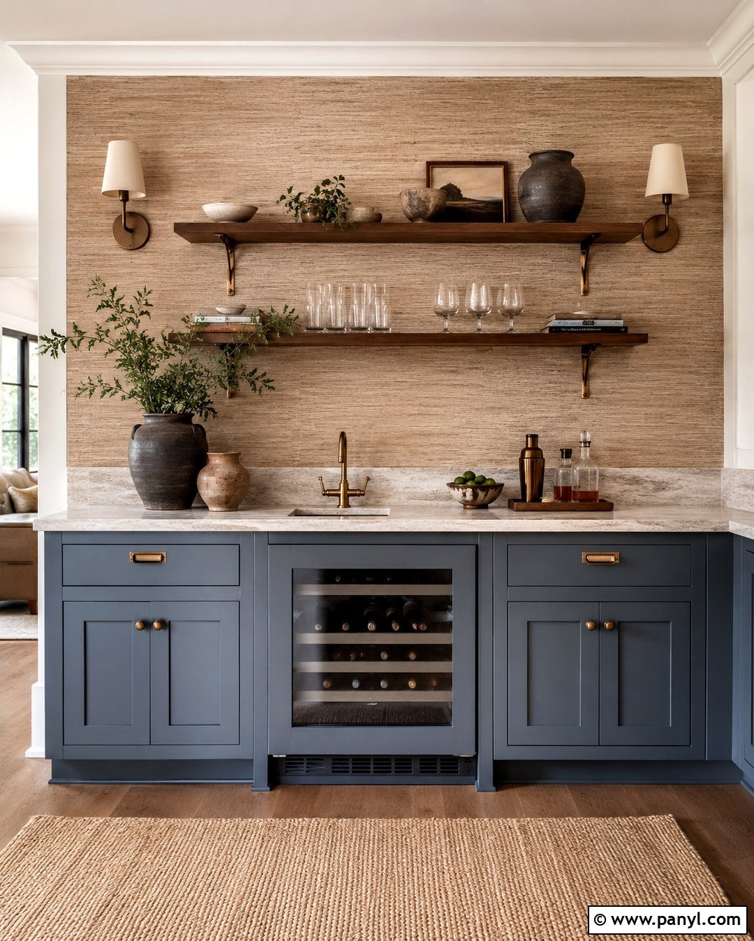 Grasscloth Home Bar Accent Wall - 20 Home Bar Accent Wall Ideas