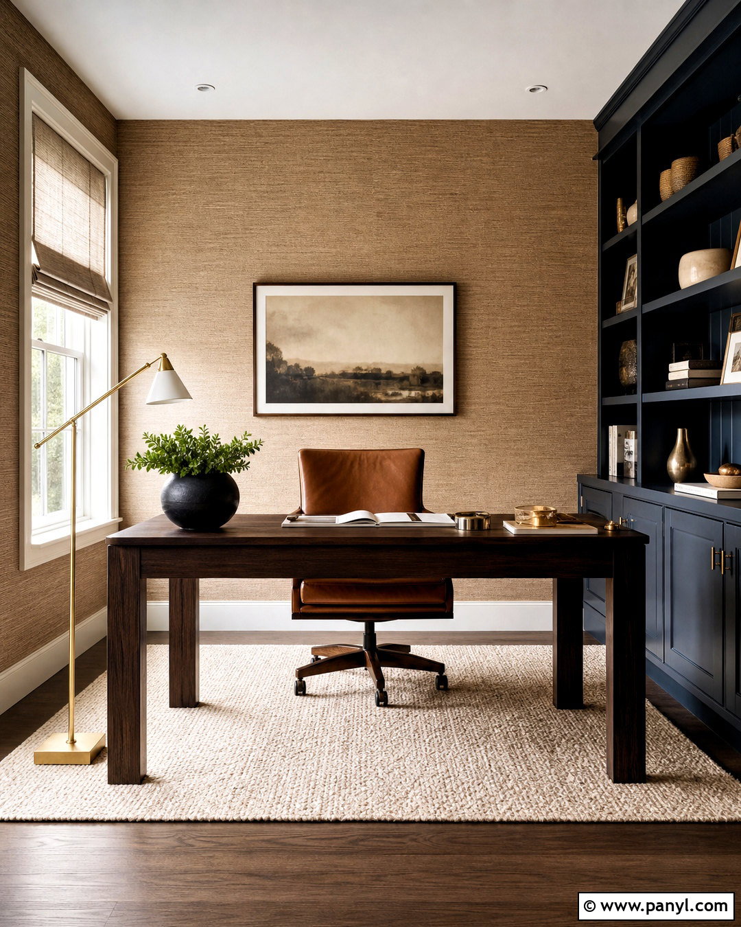 Grasscloth Home Office Wall - 20 adding texture to walls