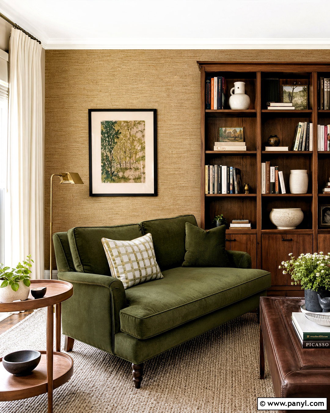 Grasscloth Reading Room Accent Wall - 20 room accent wall ideas