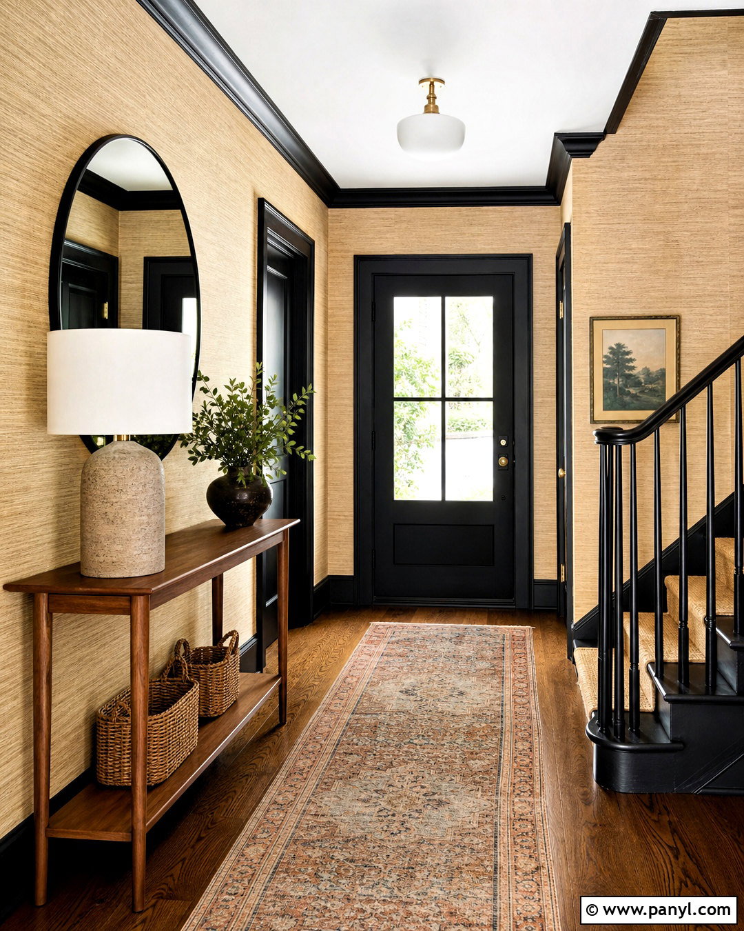 Grasscloth Wallpaper With Black Trim - 20 wallpaper combo ideas
