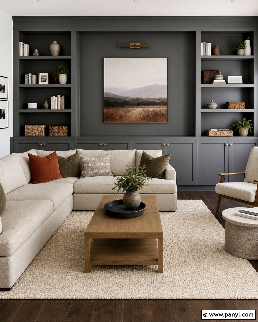 Gray Accent Wall With Built In Shelves - 20 Empty Room With Gray Accent Wall Ideas