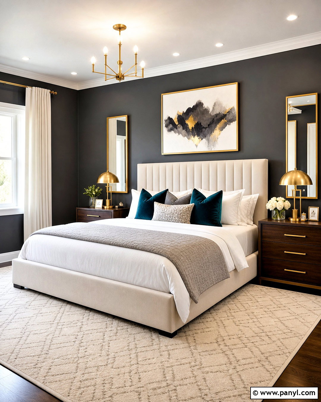 Gray Accent Wall With Gold Accents - 20 gray accent wall bedroom ideas