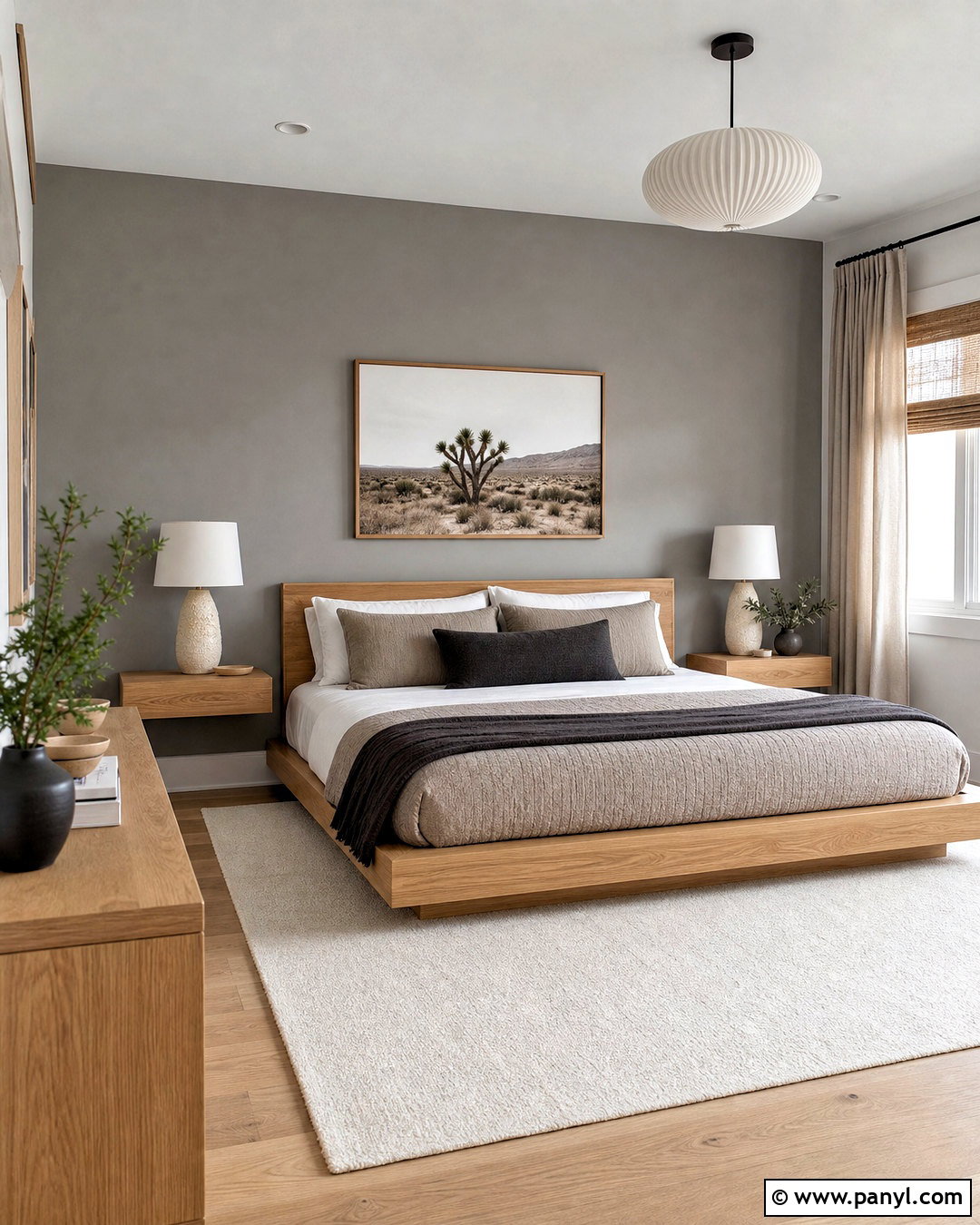Gray Accent Wall With Oak Furniture - 20 gray accent wall bedroom ideas