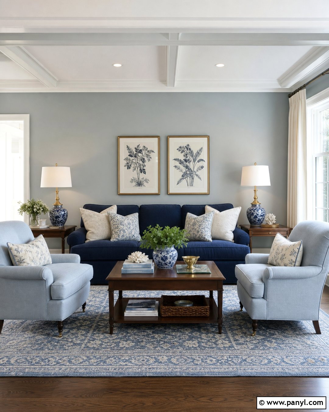 Gray And Blue Living Room - 30 gray wall room ideas