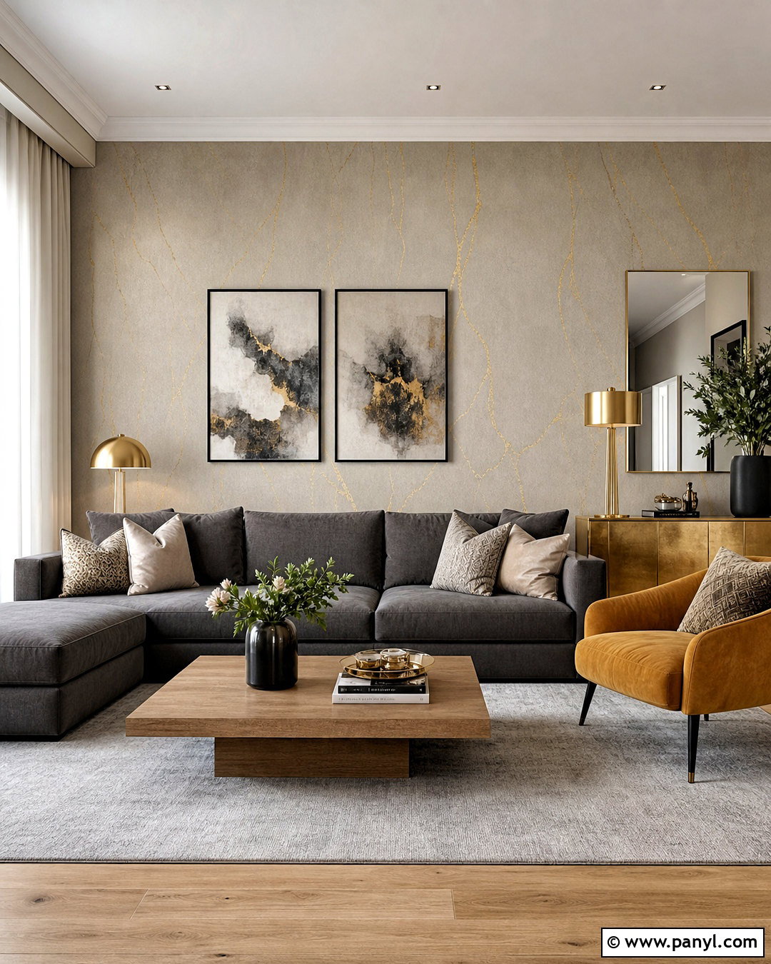 Gray And Gold Wallpaper Living Room - 20 gold wallpaper living room ideas