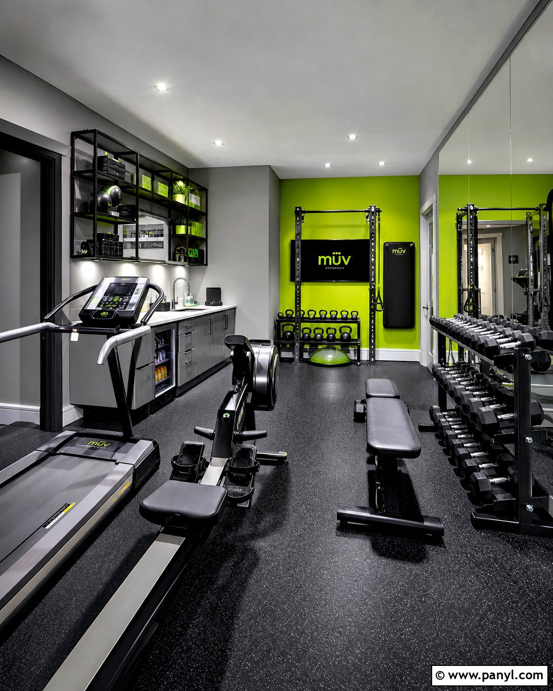 Gray And Lime Green Home Gym - 20 gym colors ideas