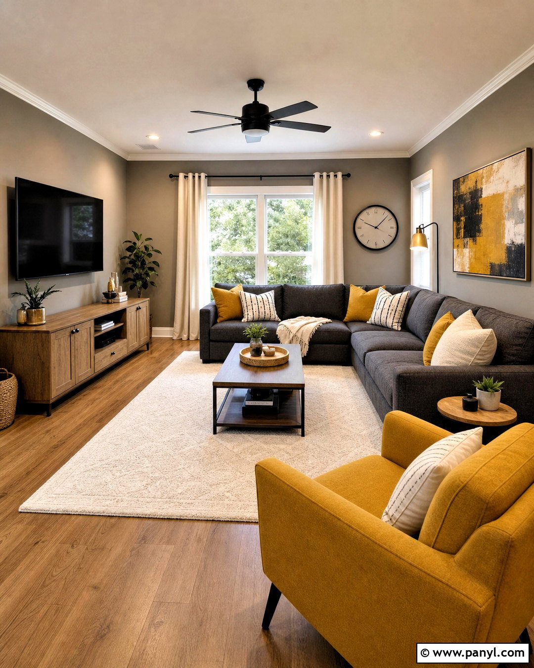 Gray And Mustard Yellow Hall Room - 20 hall room color ideas