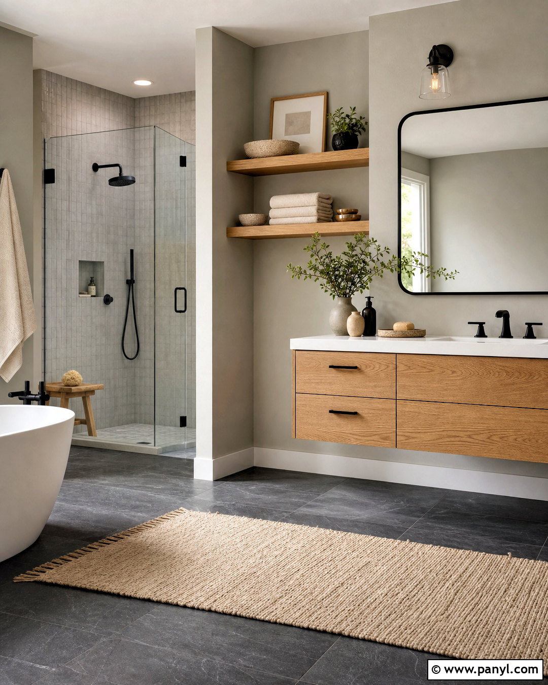 Gray And Natural Wood Bathroom - 20 bathroom color schemes gray ideas