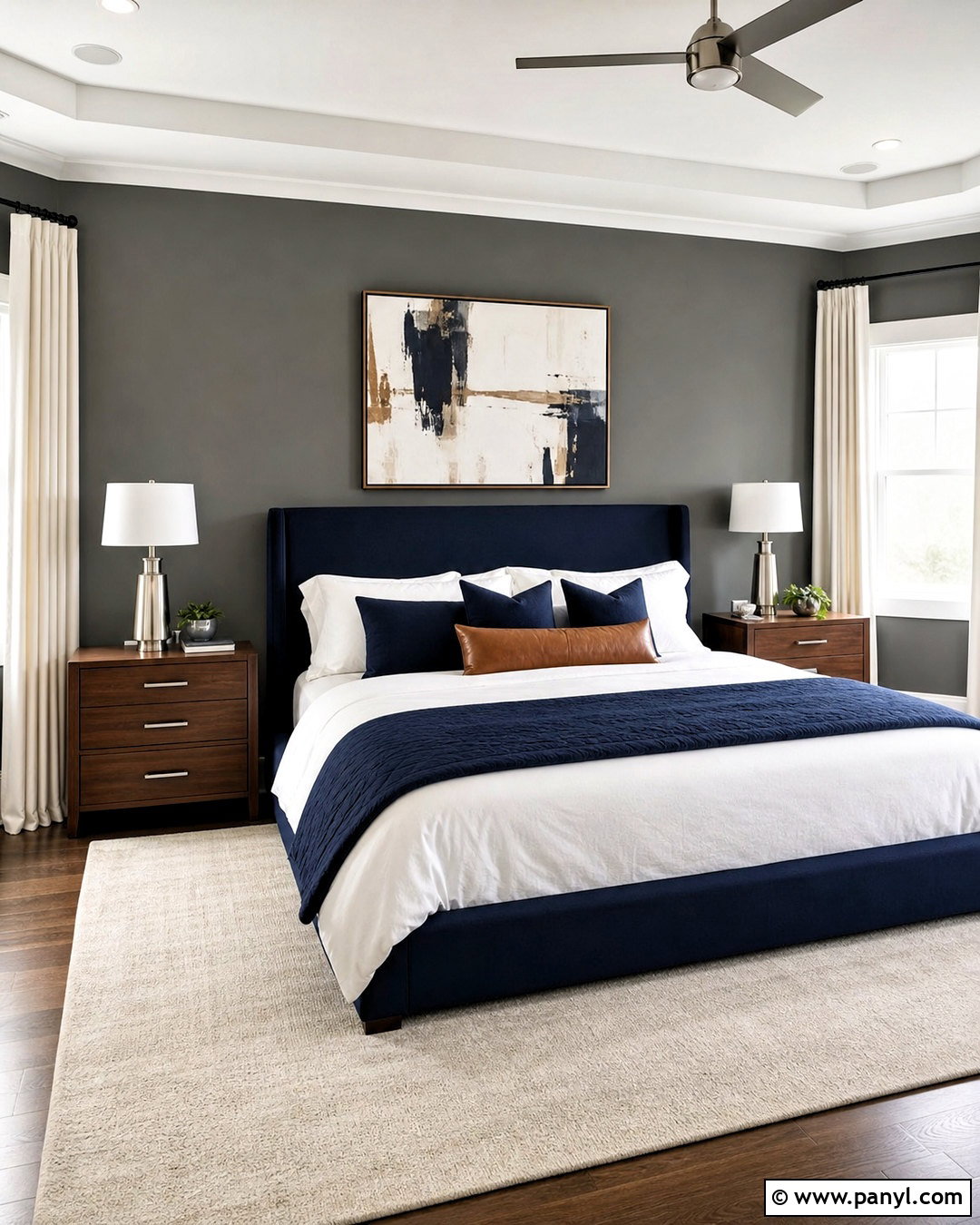 Gray And Navy Bedroom - 20 gray accent wall bedroom ideas