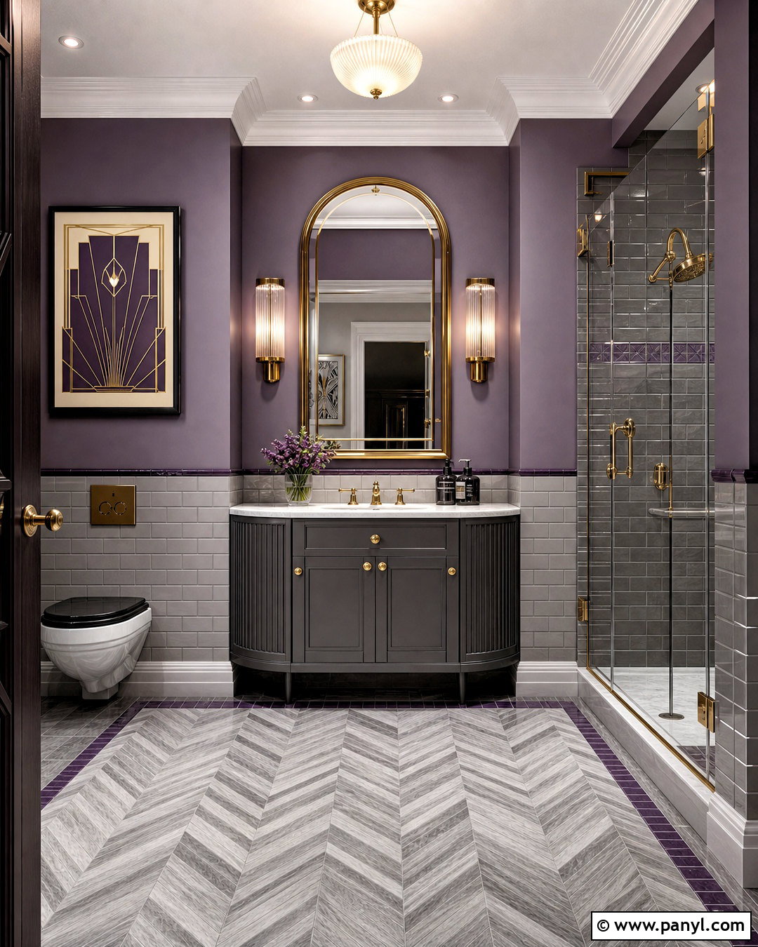 Gray And Purple Art Deco Bathroom - 20 gray and purple bathroom ideas
