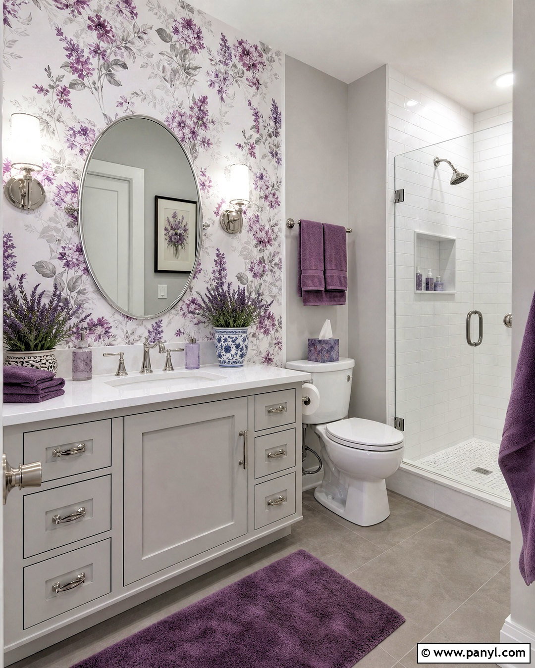 Gray And Purple Floral Bathroom - 20 gray and purple bathroom ideas