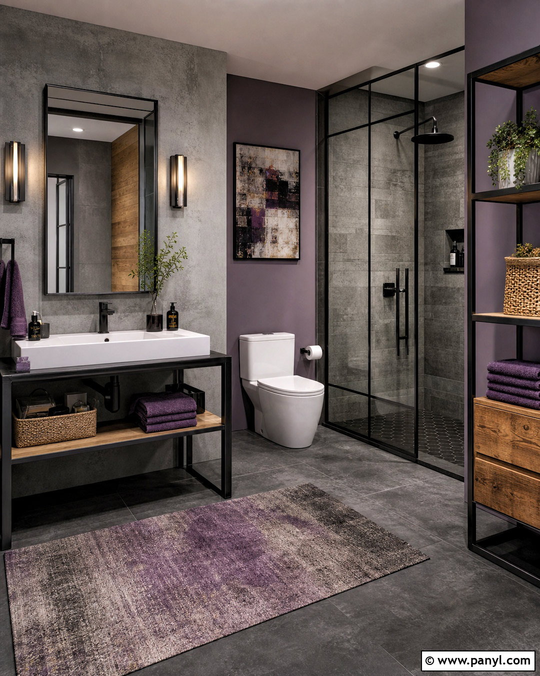 Gray And Purple Industrial Bathroom - 20 gray and purple bathroom ideas