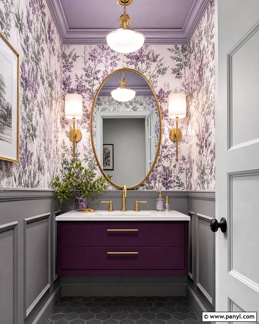 Gray And Purple Powder Bathroom - 20 gray and purple bathroom ideas