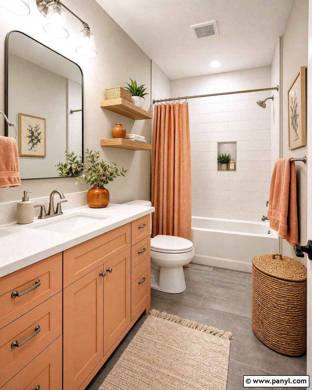 Gray And Soft Orange Bathroom - 20 bathroom color schemes gray ideas