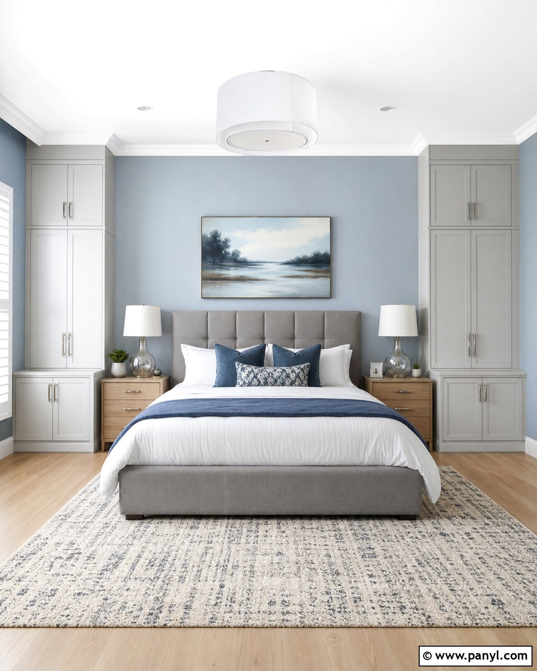 Gray And White Wardrobe With Blue Walls - 25 Wardrobe And Wall Color Combination Ideas