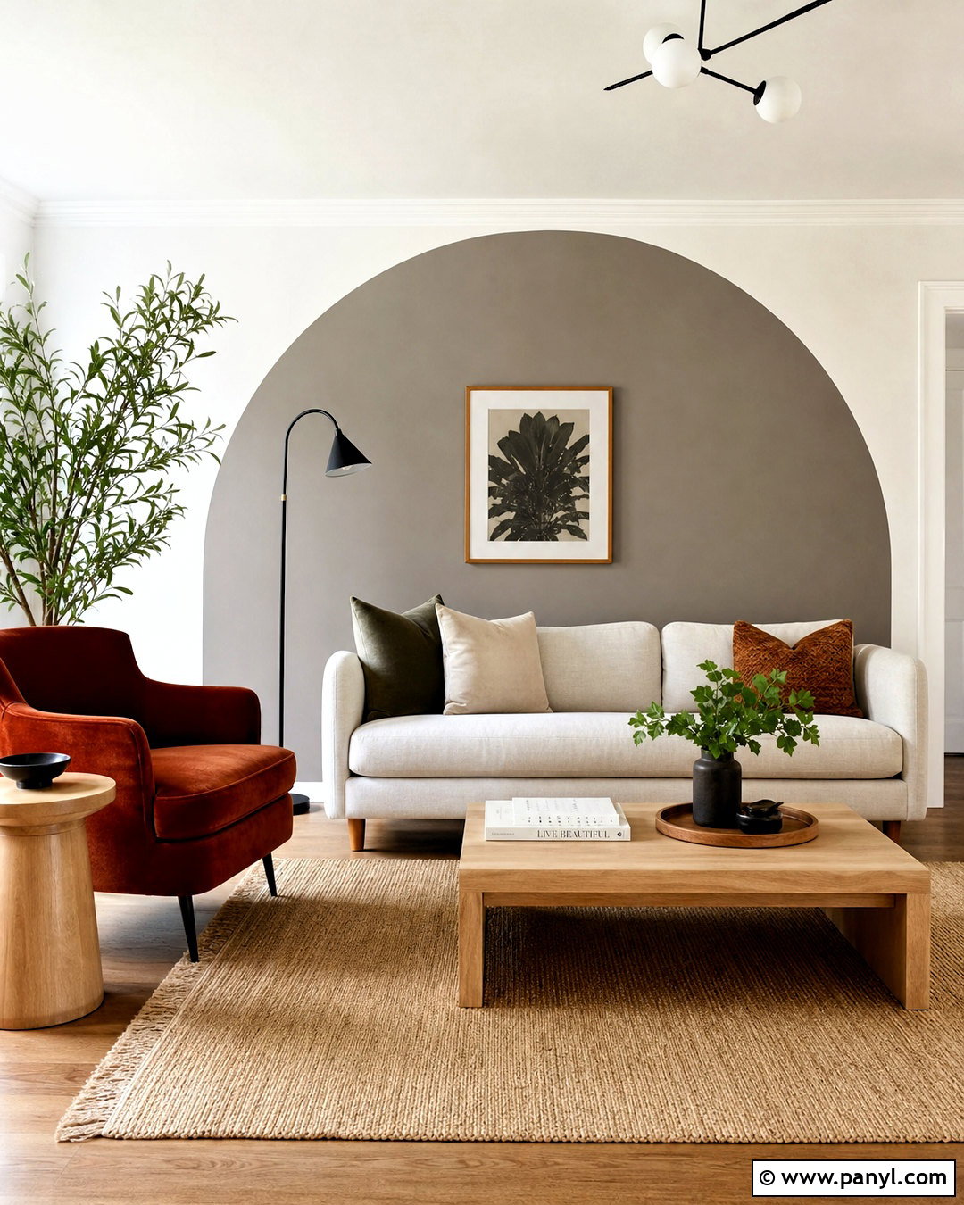 Gray Arch Accent Wall - 20 accent wall gray living room ideas