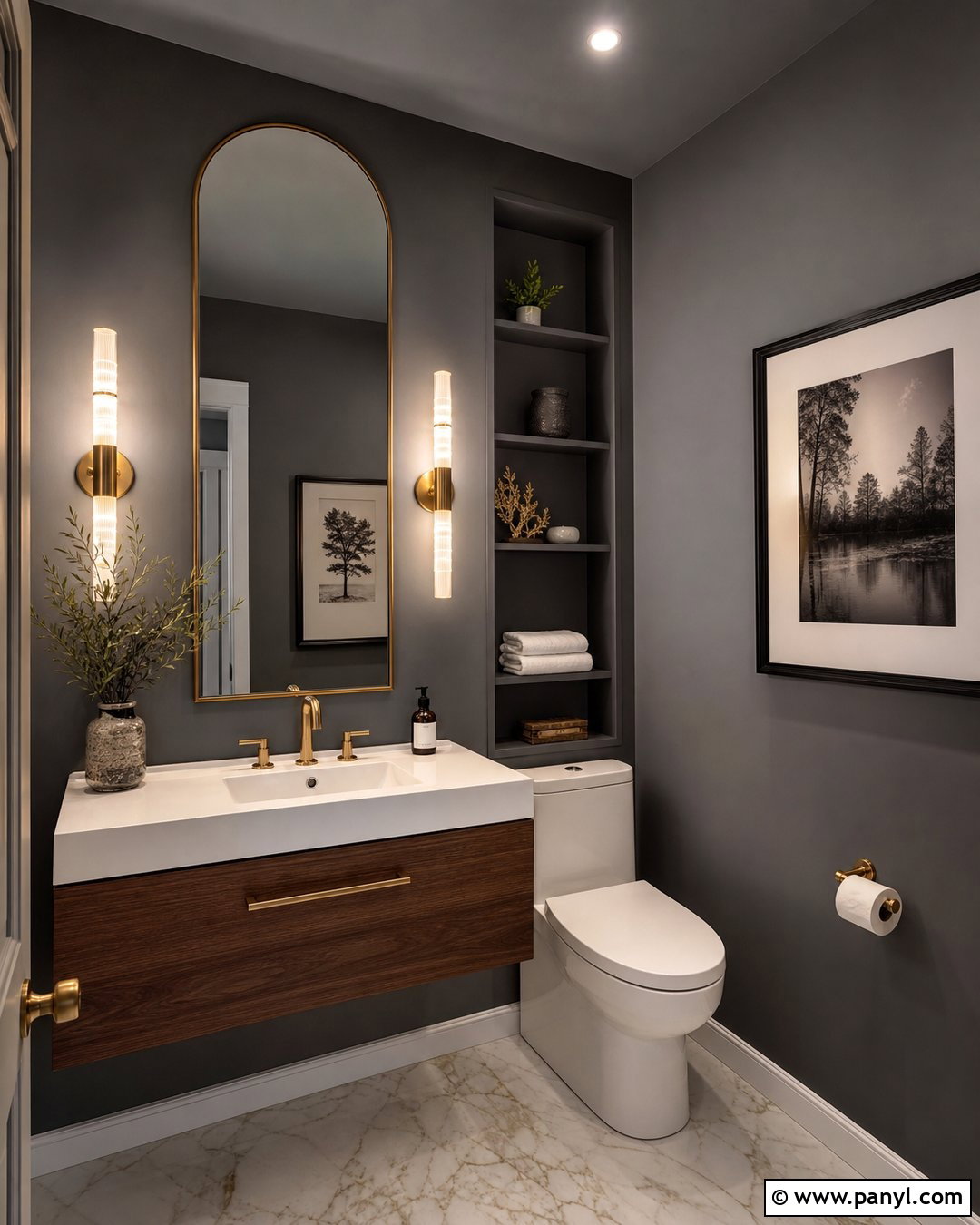 Gray Bathroom Walls In A Small Powder Room - 30 gray bathroom walls