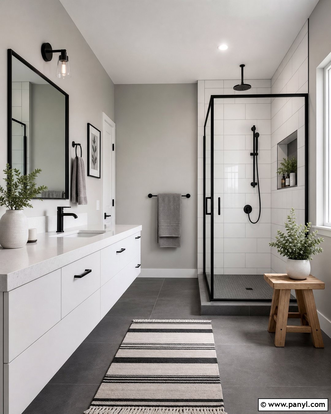 Gray Bathroom Walls With Black Fixtures - 20 Gray Bathroom Wall Color Ideas