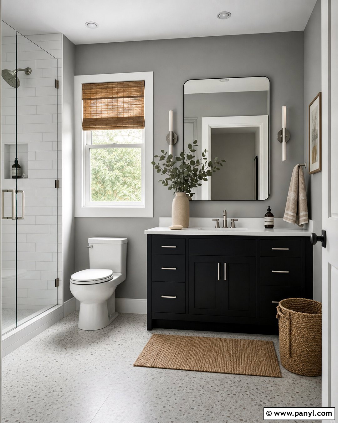 Gray Bathroom Walls With Black Vanity - 30 gray bathroom walls