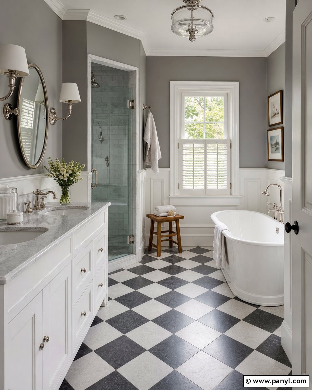Gray Bathroom Walls With Checkerboard Floor - 30 gray bathroom walls