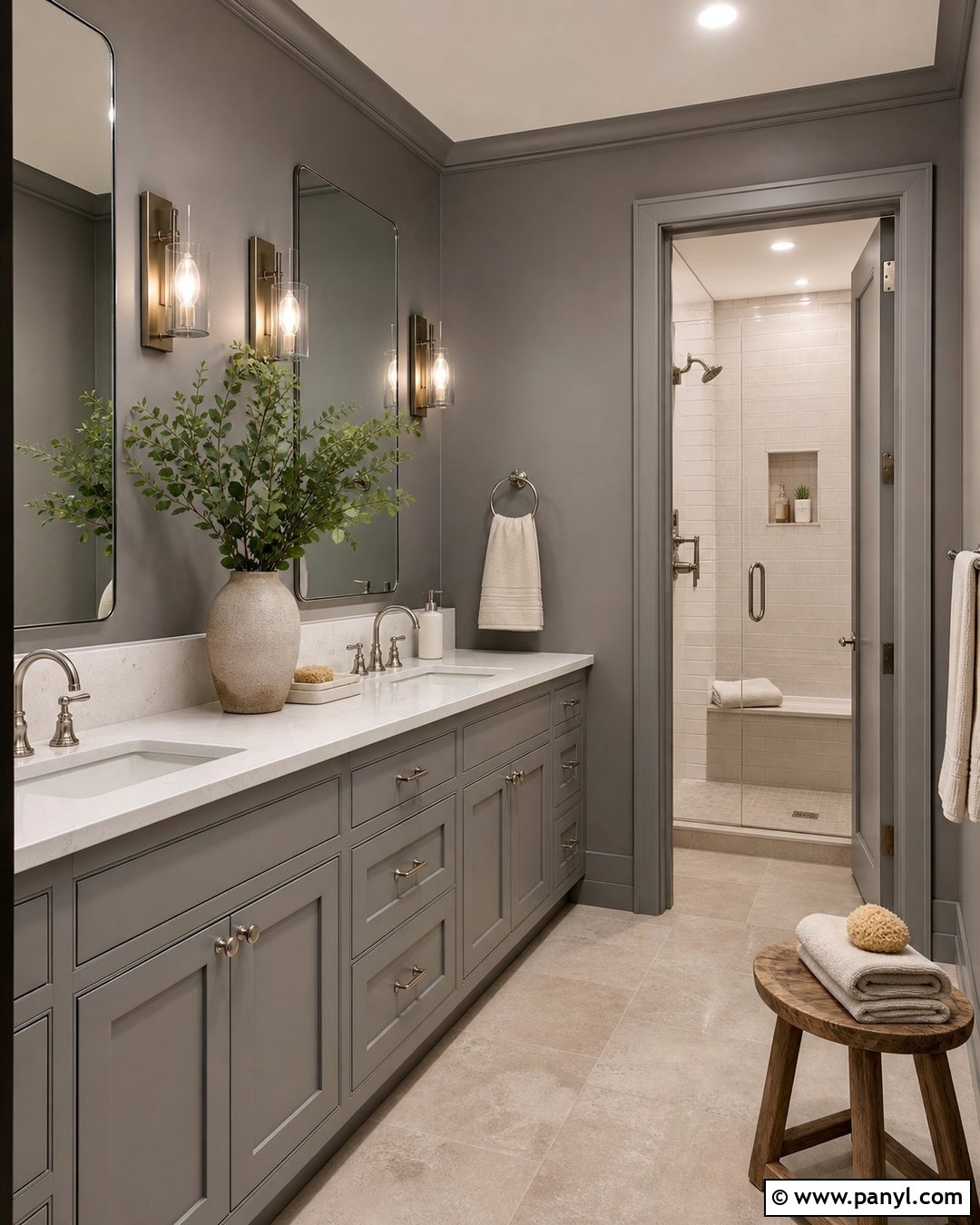 Gray Bathroom Walls With Color Drenching - 30 gray bathroom walls
