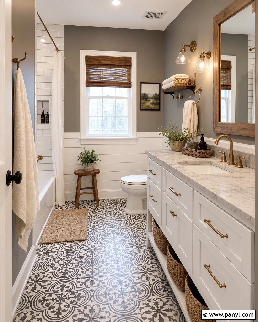 Gray Bathroom Walls With Farmhouse Vanity - 30 gray bathroom walls