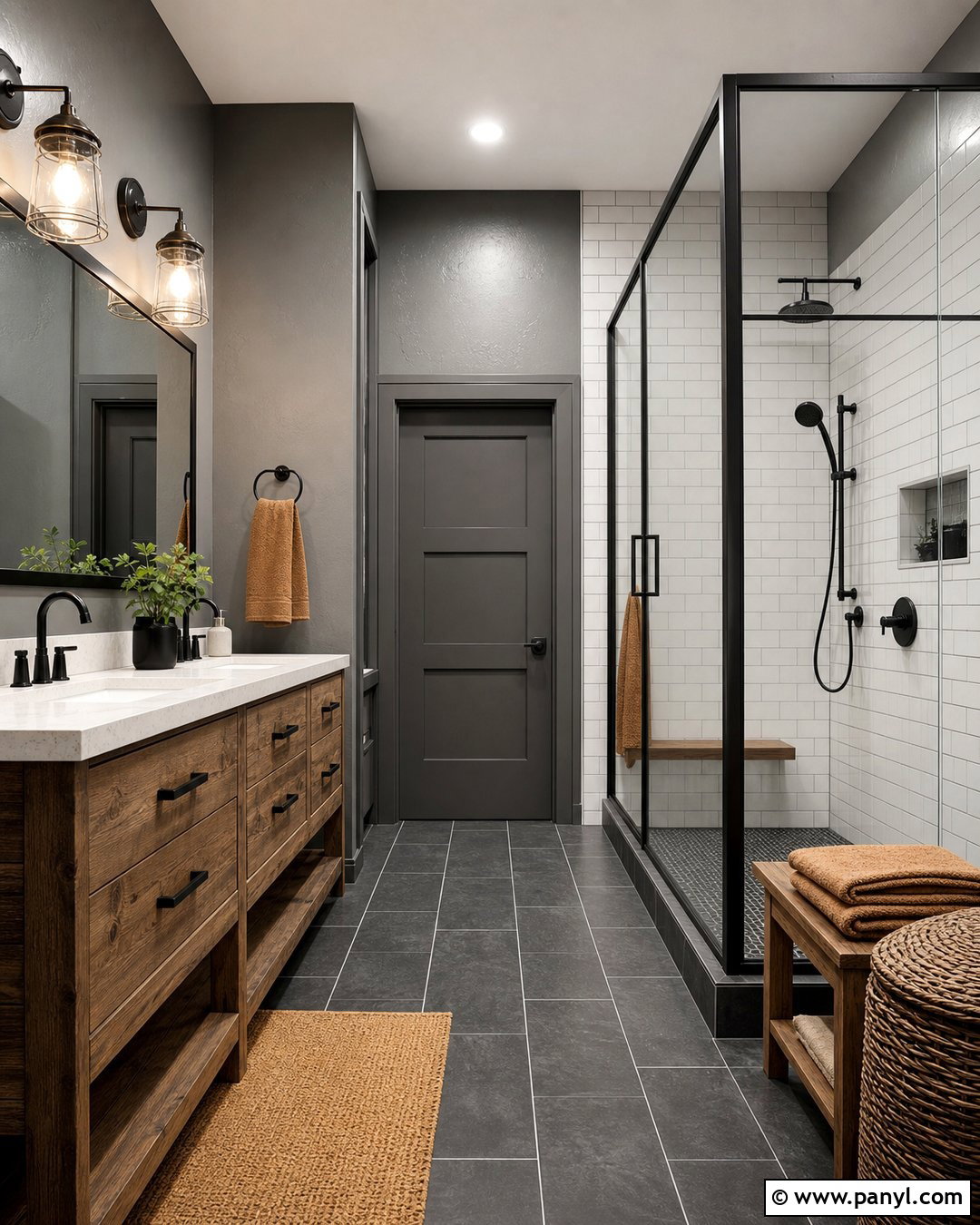 Gray Bathroom Walls With Industrial Details - 30 gray bathroom walls
