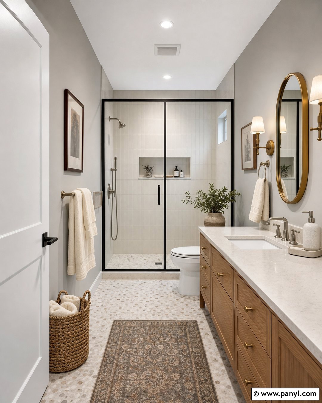 Gray Bathroom Walls With Mixed Metal Finishes - 30 gray bathroom walls