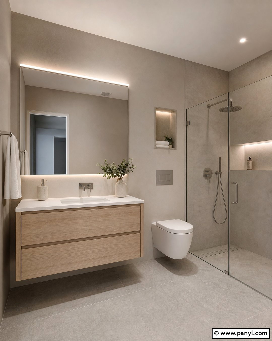 Gray Bathroom Walls With Modern Minimal Decor - 30 gray bathroom walls