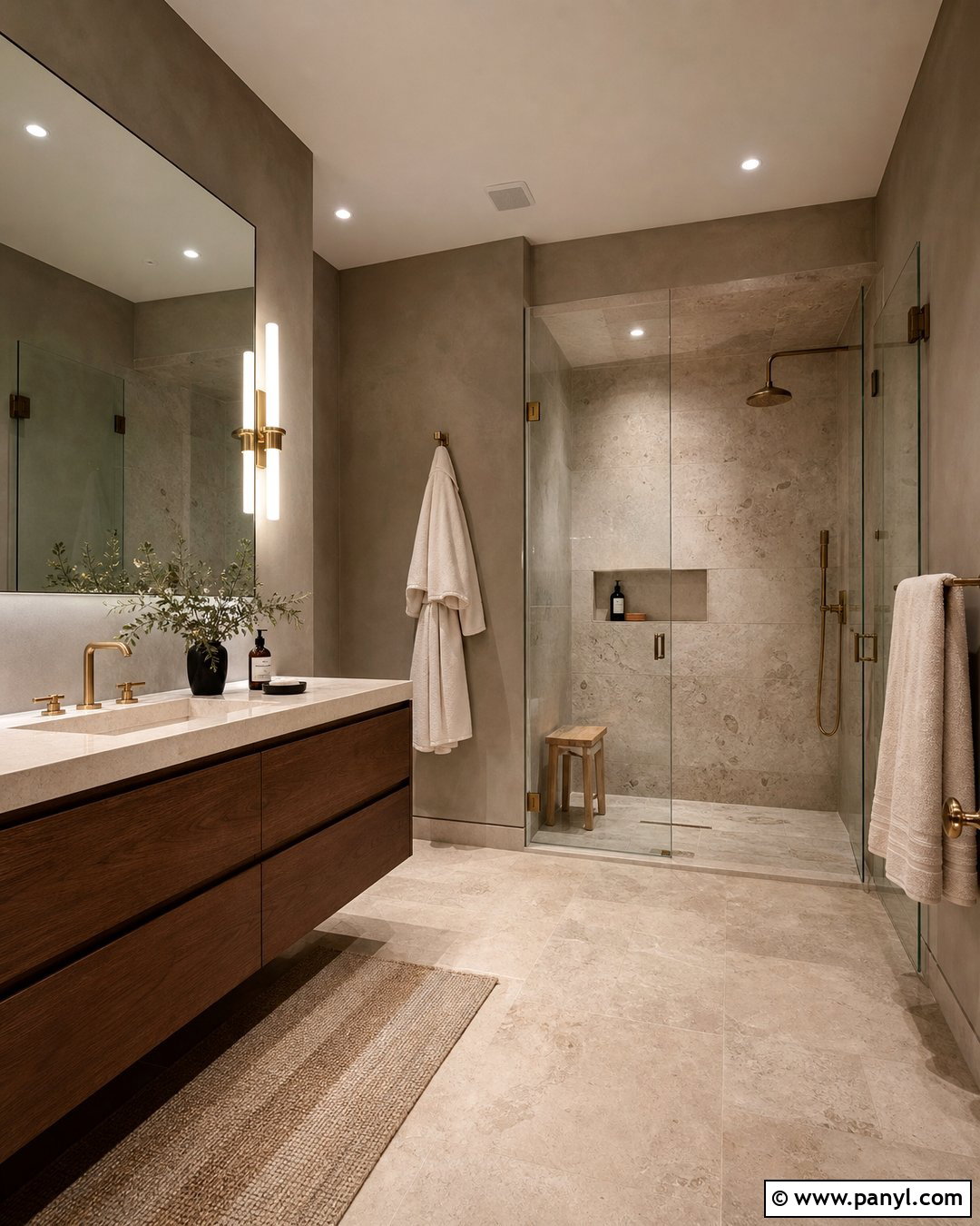 Gray Bathroom Walls With Natural Stone - 30 gray bathroom walls