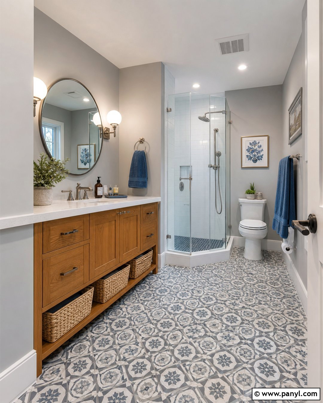 Gray Bathroom Walls With Patterned Tile - 30 gray bathroom walls