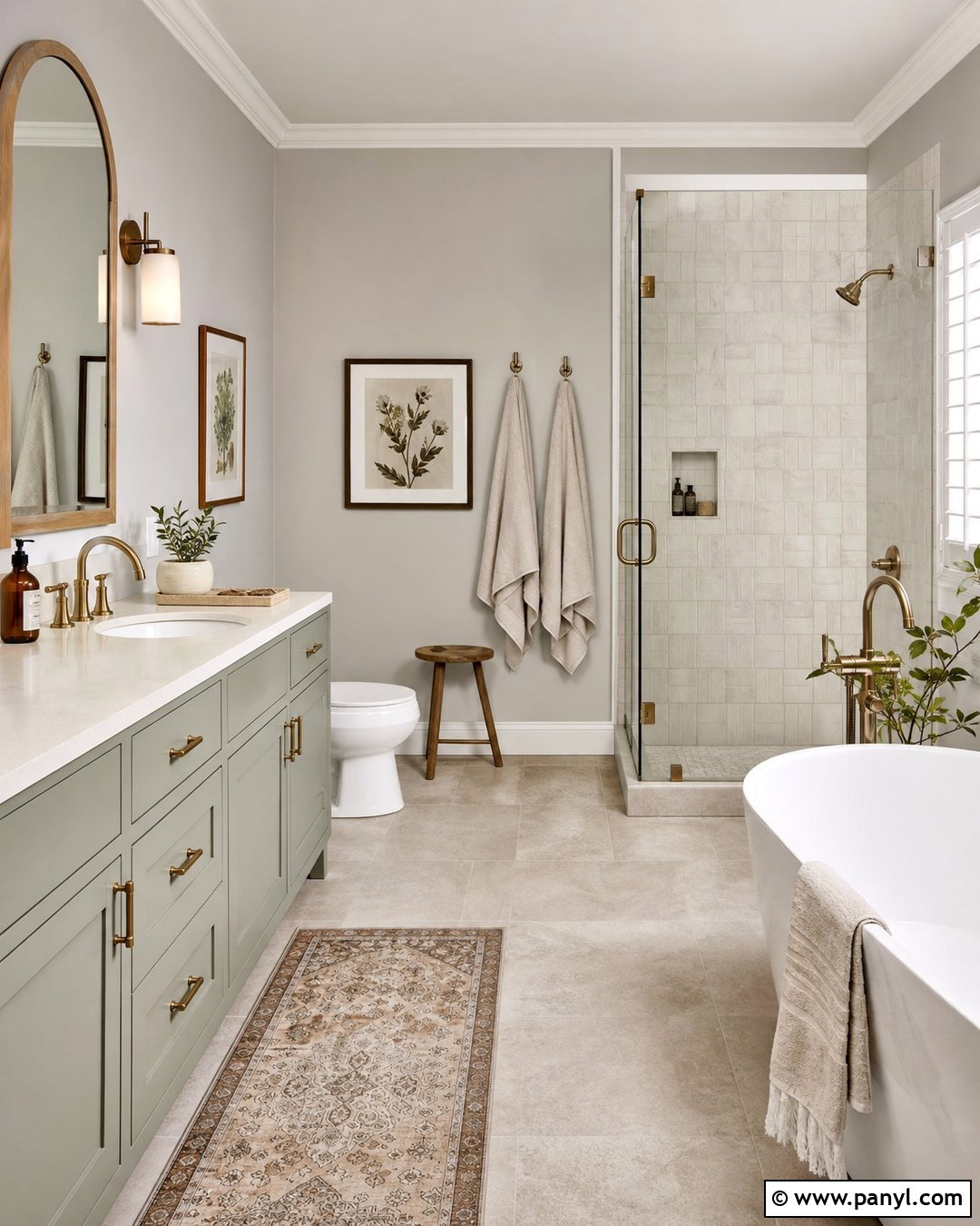 Gray Bathroom Walls With Sage Vanity - 20 Gray Bathroom Wall Color Ideas