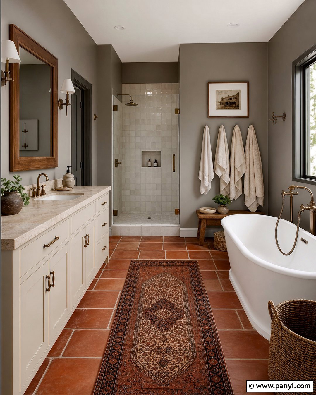 Gray Bathroom Walls With Terracotta Floor - 30 gray bathroom walls