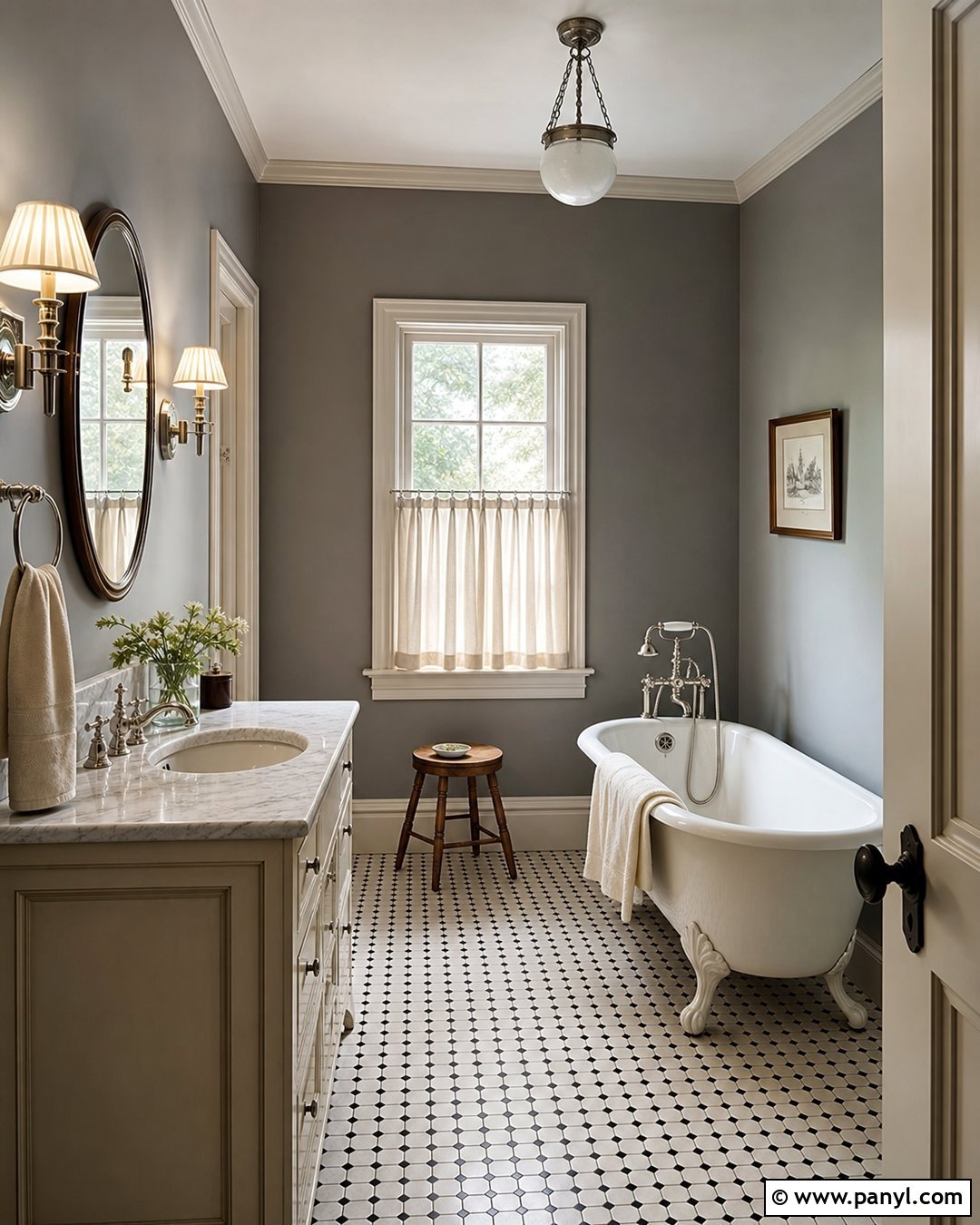 Gray Bathroom Walls With Vintage Fixtures - 30 gray bathroom walls