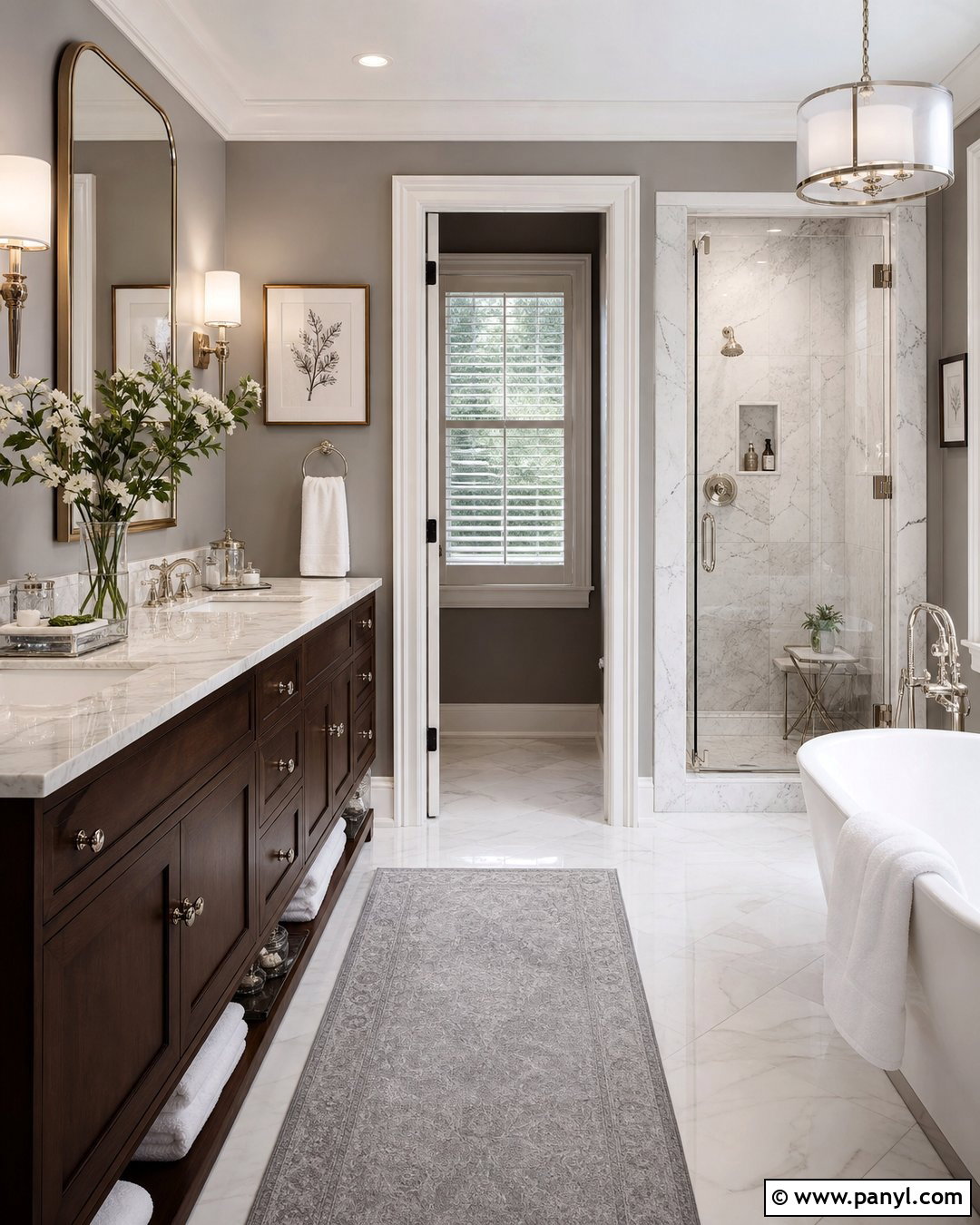 Gray Bathroom Walls With White Marble - 20 Gray Bathroom Wall Color Ideas
