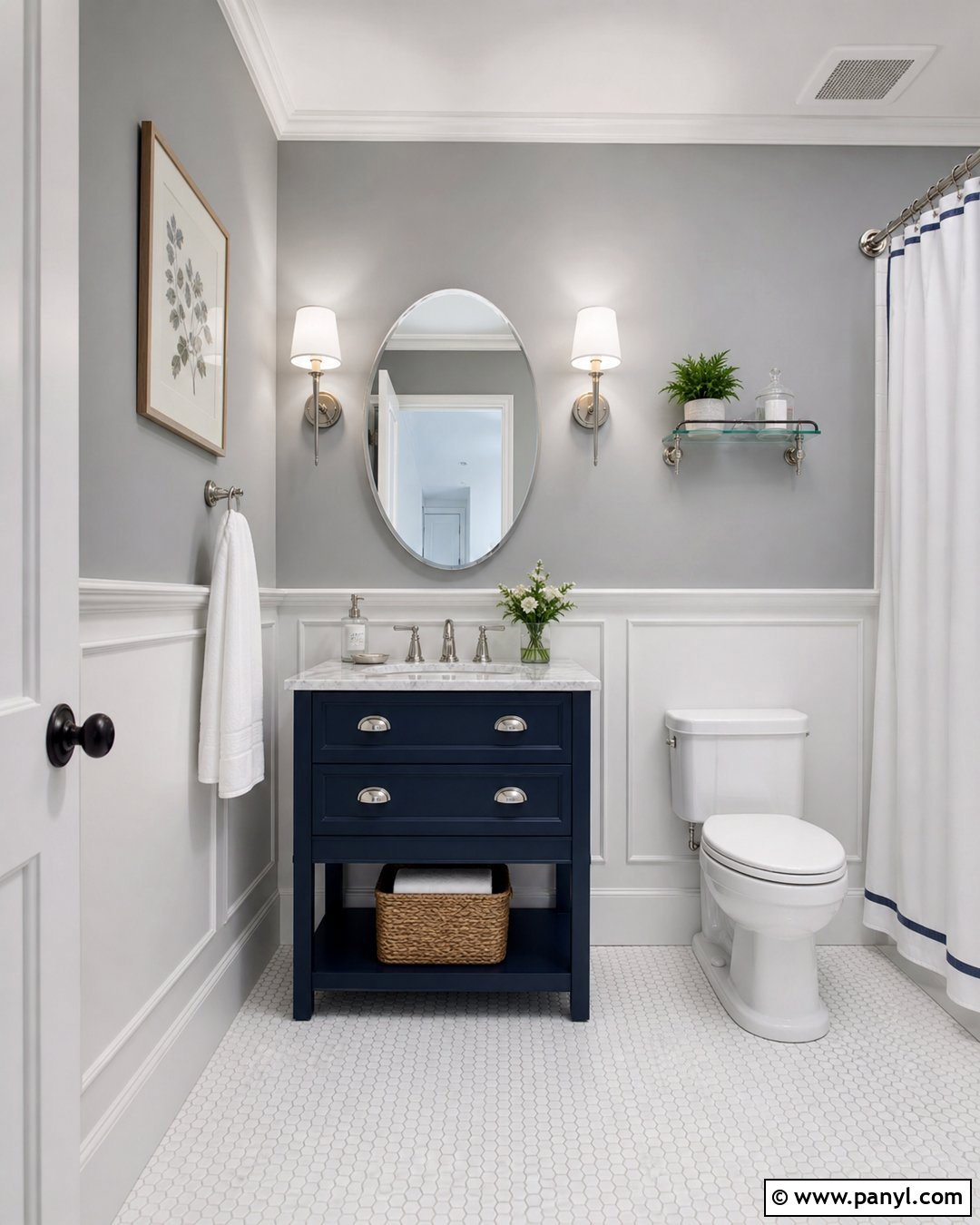 Gray Bathroom Walls With White Wainscoting - 30 gray bathroom walls