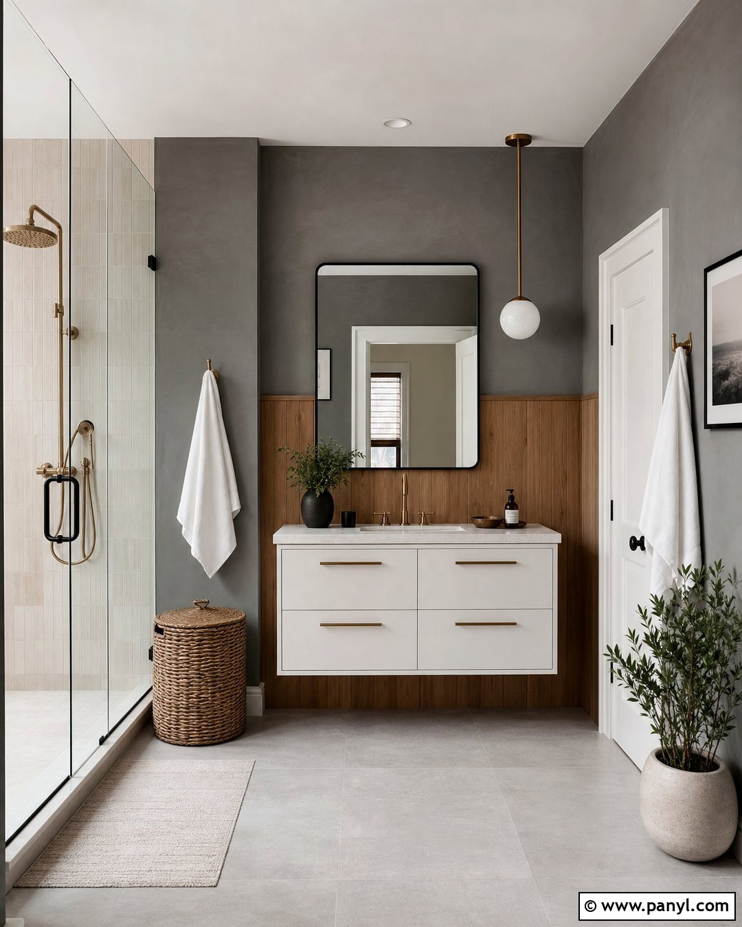 Gray Bathroom Walls With Wood Paneling - 30 gray bathroom walls