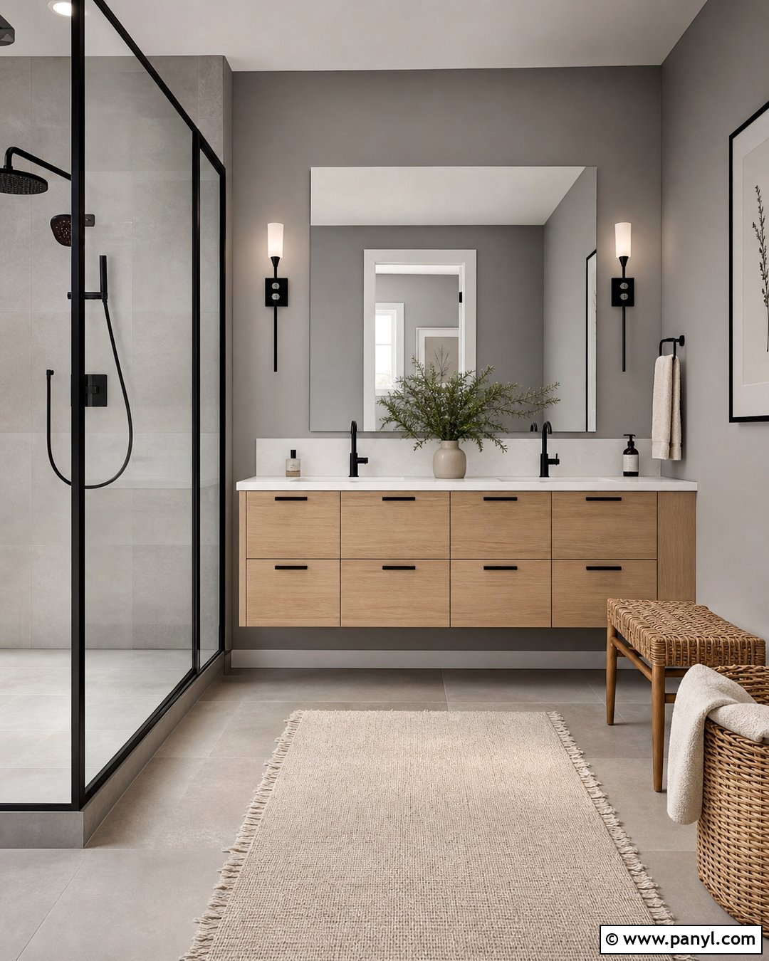 Gray Bathroom With Black Fixtures - 25 Wall Paint Gray Ideas